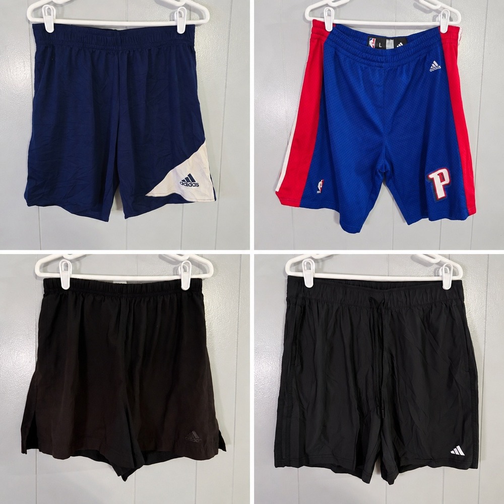 adidas Men's L Shorts 4 Pc Bundle Athletic Training Black Blue